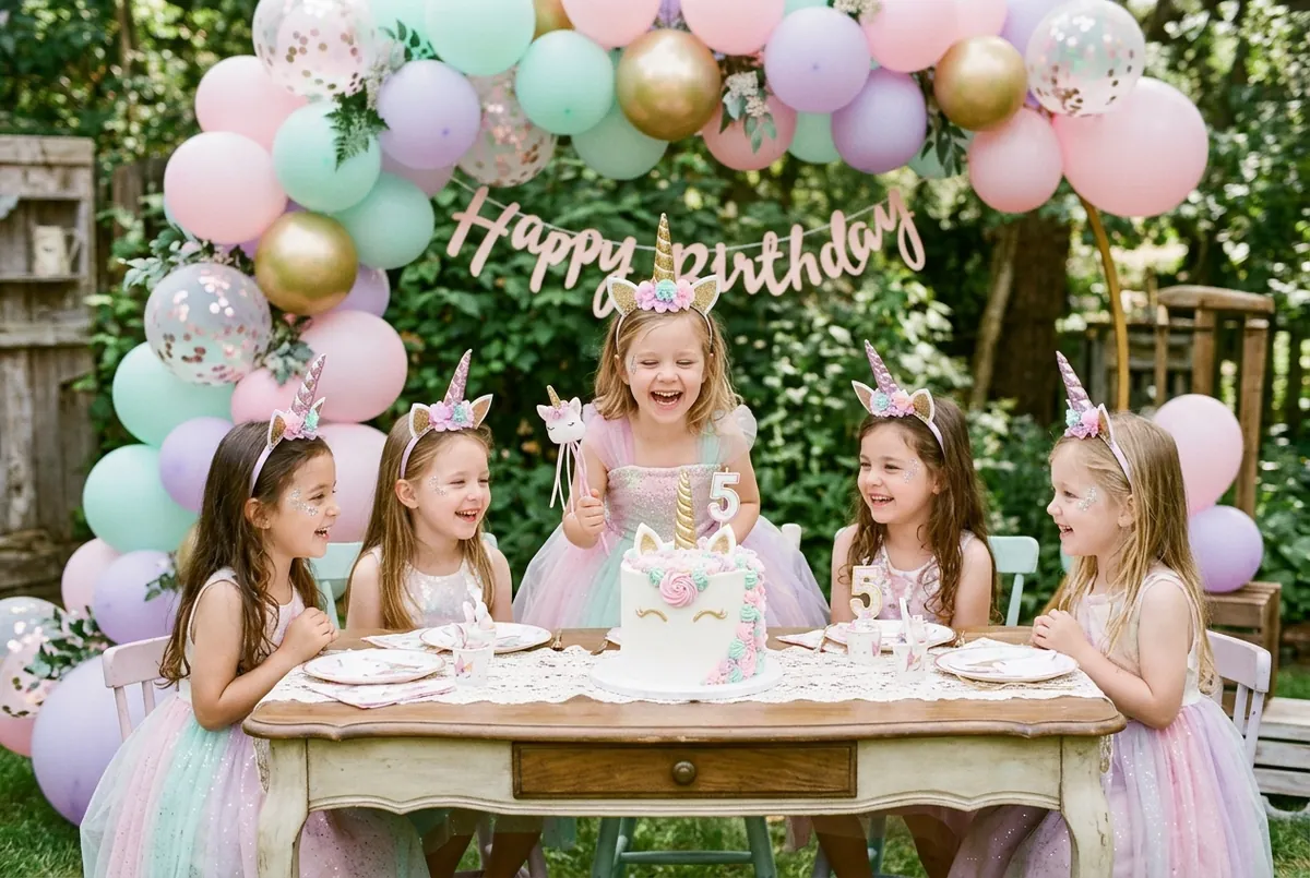 Anniversaire de 4 ans sur le thème licorne
