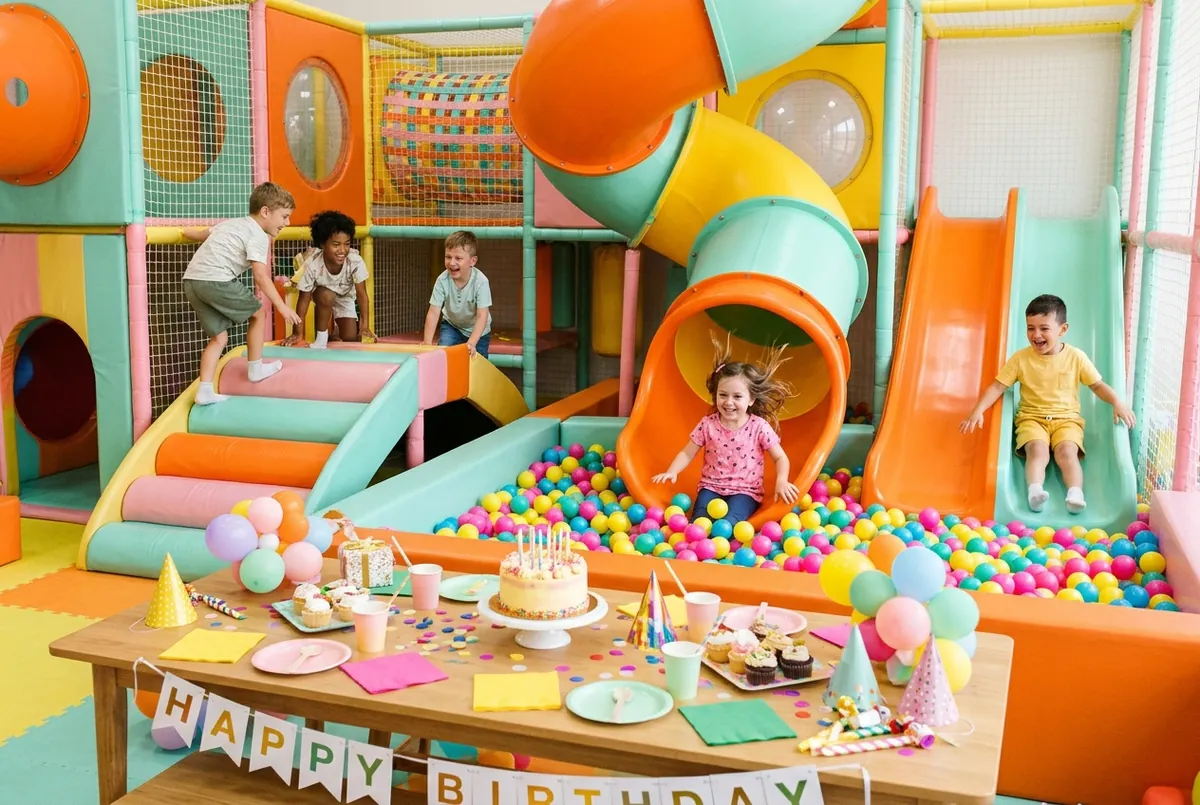 Enfants dans un parc de jeux couvert